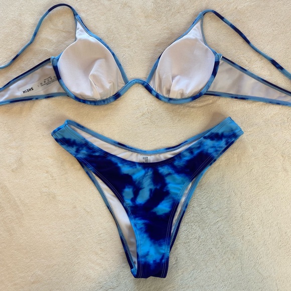 Electric Blue & Light Blue Tie Die Bikini - Picture 12 of 14